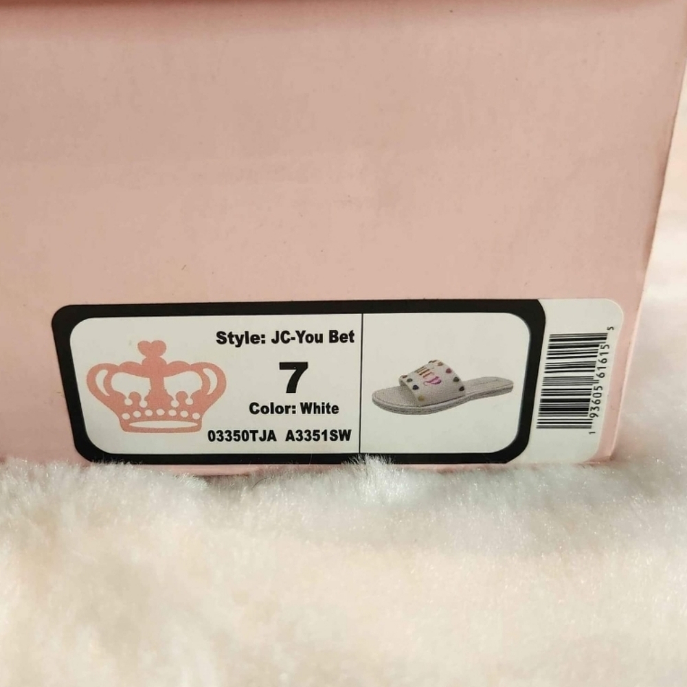 ❤️ NWT Juicy Couture White "You Bet" Slides Size 7 - Picture 3 of 4